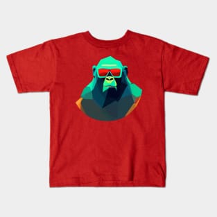 Cool Low Poly Gorilla wearing Sunglasses Kids T-Shirt